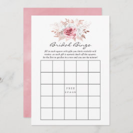 Convite Bingo Floral Plástico, Cor-de-Rosa e Rosa Dourada