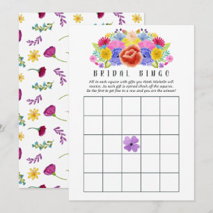 Convite Bingo Nupcial de Festa Floral Aquarela