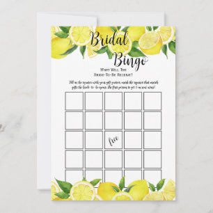 Convite Bingo para Festa de Chá de Noiva de Limão de Verão