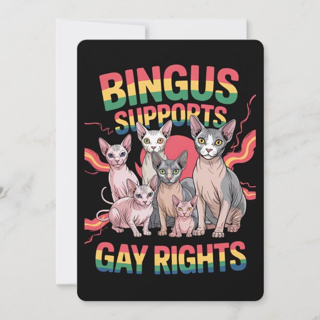 Convite Bingus dá suporte a gays Rights Sphynx Cat LGBTQ P (Frente)