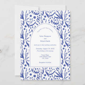 Convite Biologia Elegante Clássica no Casamento Azul