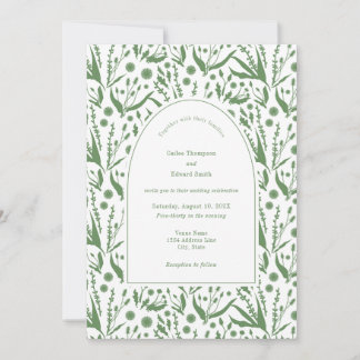 Convite Biologia Elegante Clássica no Casamento Verde de S