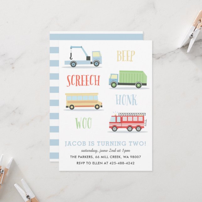 Convite Bipe Screech Woo Kid's festa de aniversário_Mist (Frente/Verso In Situ)