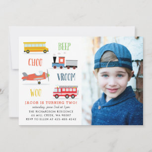 Convite Bipe vroom wooconvite de aniversário de fotos