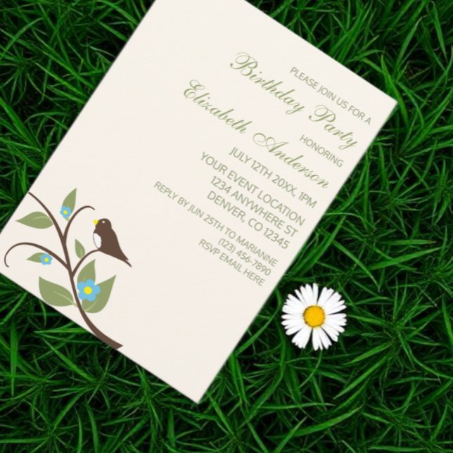 Convite Bird Birthday (Criador carregado)