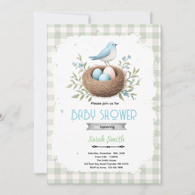 Convite Bird Birthday party Invitation (Frente)