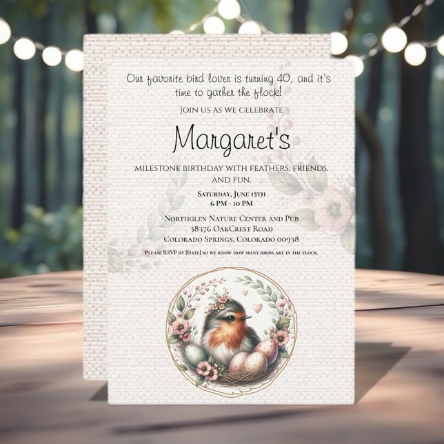 Convite Bird Watercolor 40th Birthday Invitation (Celebrate your love for our feathered friends with this delightful collection. )