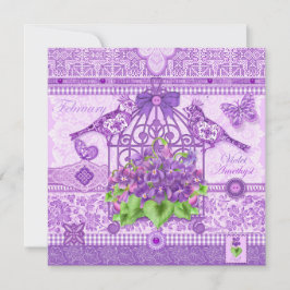 Convite Birdcage Card de Febre e Gem, fevereiro