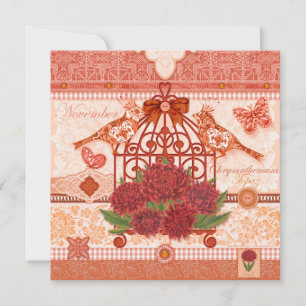 Convite Birdcage Card de Nascimento e de Novembro