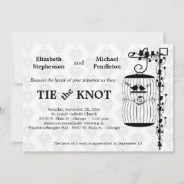 Convite Birdcage na moda com fundo elegante do damasco