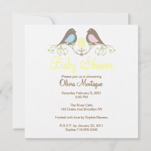 Convite Birds and their lil Egg Baby Shower Invitation