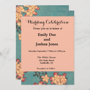 Convite Birds Flowers Hokusai Art Japonês