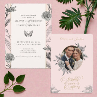 Convite Birds of Paradise Custom Photo Wedding Invitation 