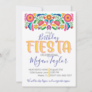 Convite Birthd Fiesta Celebração Mexicana Floral