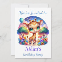 Birthday Baby Giraffe Fantasy Safari