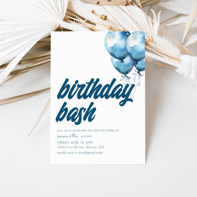 Convite Birthday Bash Invitation Modelo com Balões (Criador carregado)