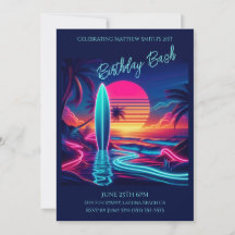 Birthday Bash-Sunset Surfboard Neon Lights