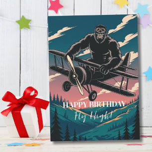 Convite Birthday Bigfoot Vintage Aviões Nuvem Engraçados
