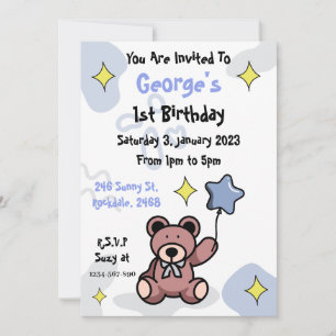 Convite Birthday Boy Teddy Bear