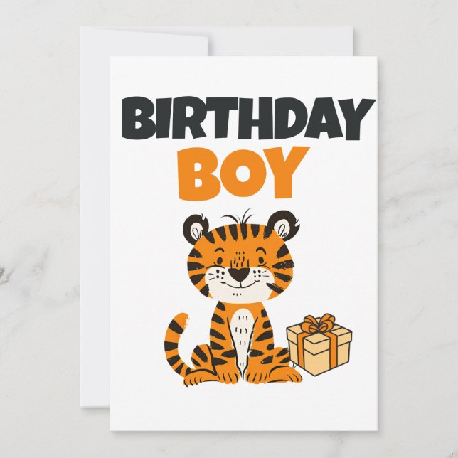 Convite Birthday Boy Tiger Invitation Editable (Frente)