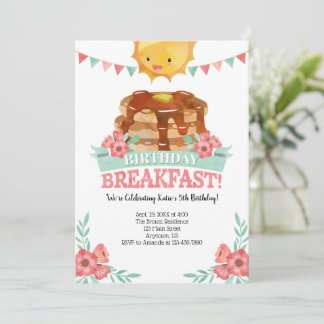 Convite Birthday Breakfast Girls Pancake