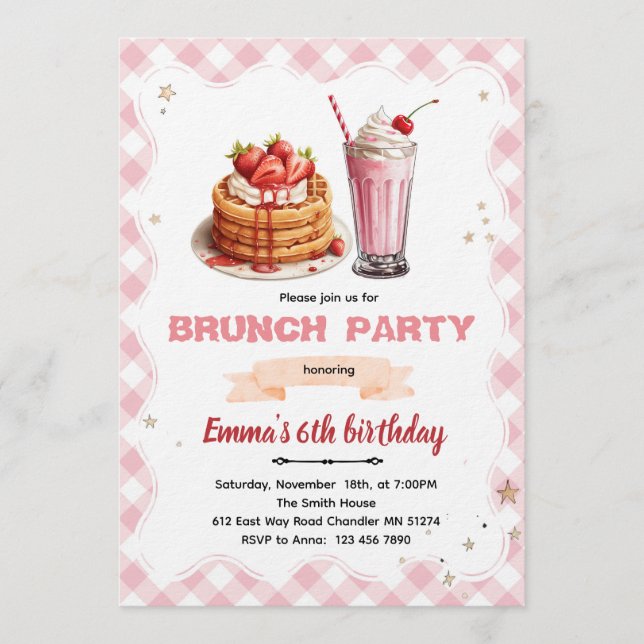 Convite Birthday Brunch party Invitation (Frente)