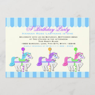Convite Birthday Carousel Ponies