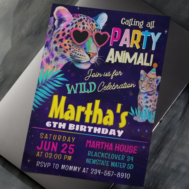 Convite BIrthday Colorful para Festas de Tigre (Zazzle Tiger Party Animal Colorful BIrthday Invitation)