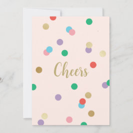 Convite Birthday Confetti Peachy Pink Greeting Card