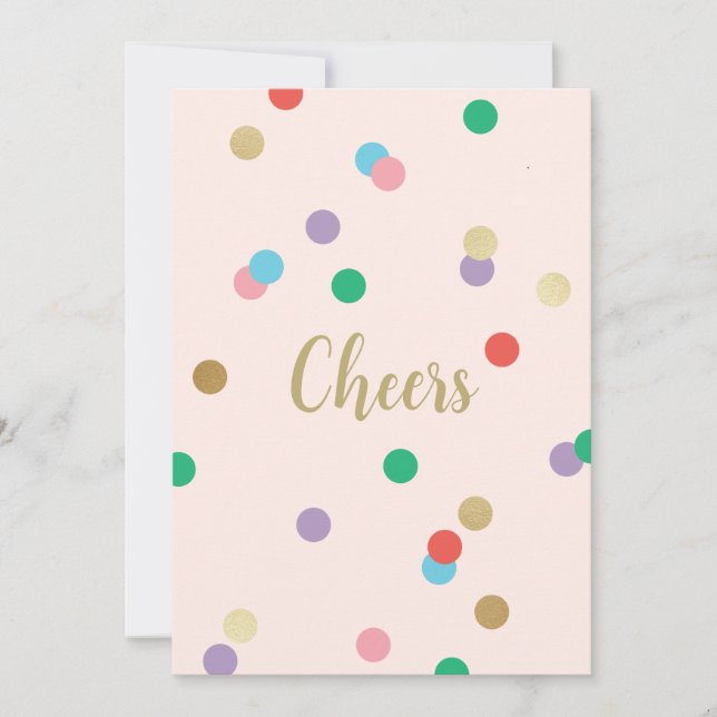 Convite Birthday Confetti Peachy Pink Greeting Card (Frente)
