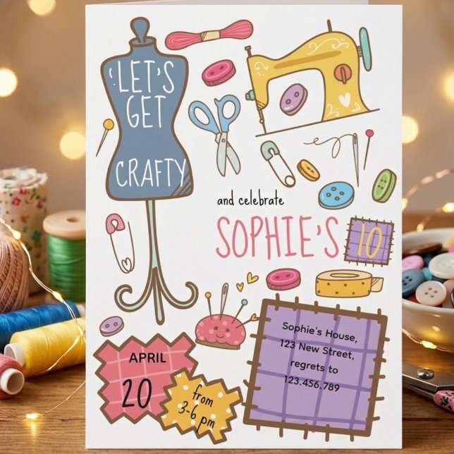 Convite Birthday craft and art Invitation (Criador carregado)