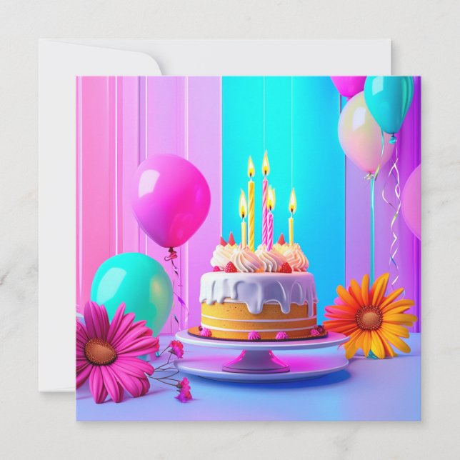 Convite Birthday Custom card (Frente)