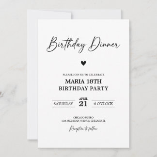 Convite Birthday Dinner Invitation for Adults Editable