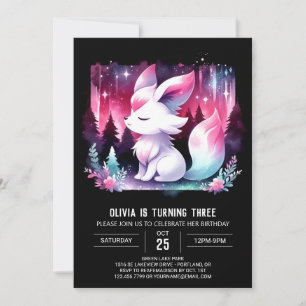 Convite Birthday do Lobo de Aquarela Minimalista