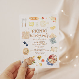 Convite Birthday do Picnic Modern Watercolor
