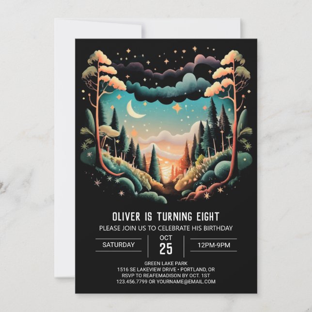 Convite Birthday do Quic Online Woodland (Frente)