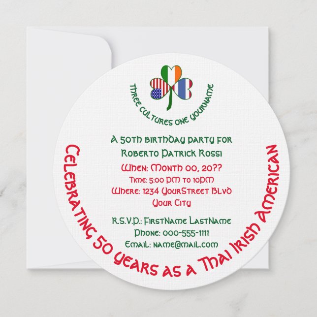 Convite Birthday do Shamrock Irlandês Tailandês (Frente)