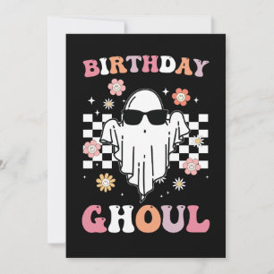 Convite Birthday Ghoul Ghost Halloween Groovy Retro