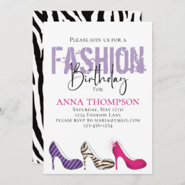 Convite Birthday Girl Modern Fashion Calçados Minimalista
