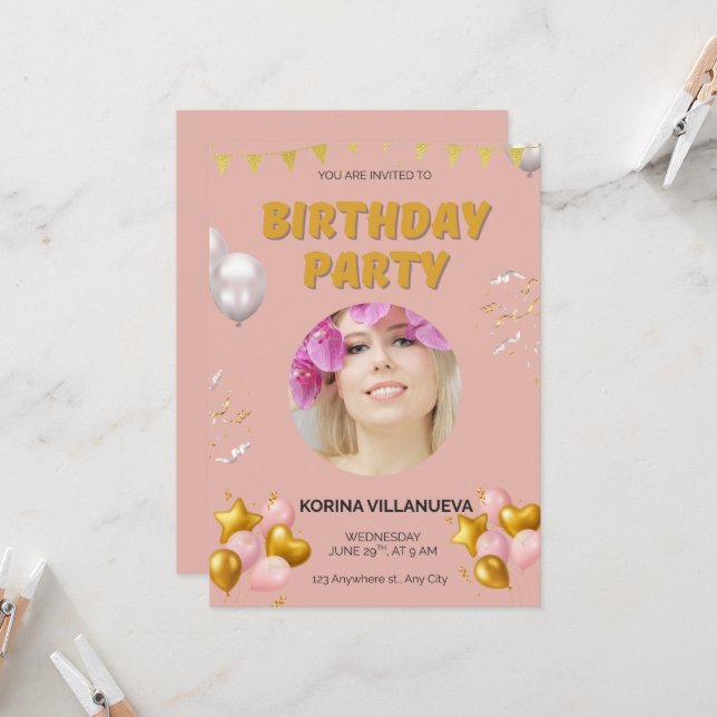 Convite Birthday Invitation  (Frente/Verso In Situ)