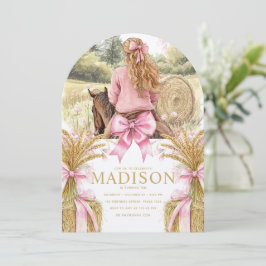 Convite Birthday Invitation Blonde Girl Riding Horse