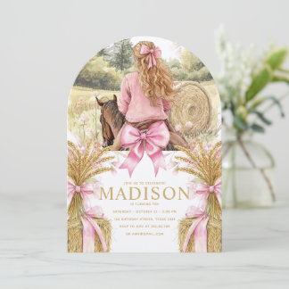 Convite Birthday Invitation Blonde Girl Riding Horse