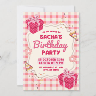 Convite Birthday Invitation Clean Modern Minimal Style