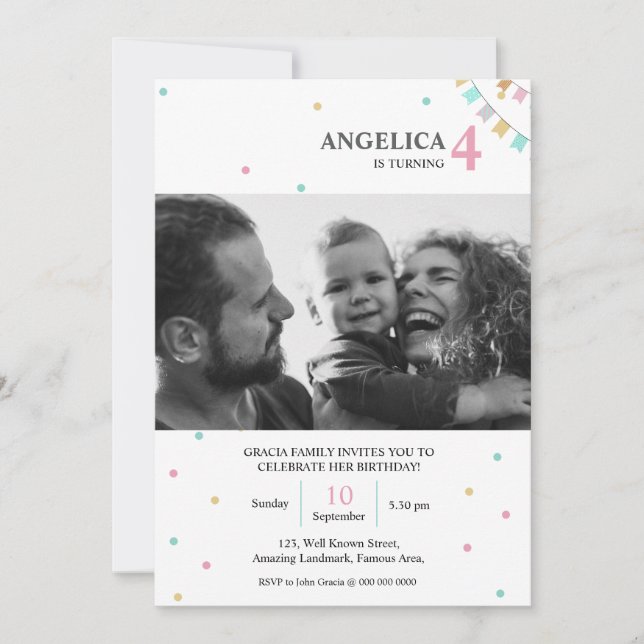 Convite Birthday Invitation | Custom Year Number (Frente)