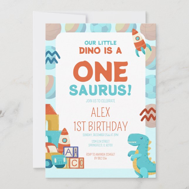 Convite Birthday Invitation – Dino Roar Theme (Frente)