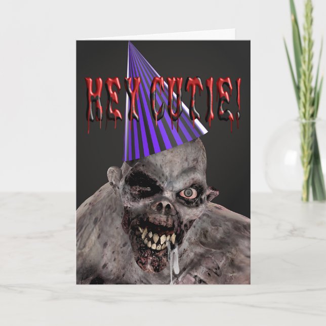 Convite Birthday Invitation from Mutant Zombie in Hat (Frente)