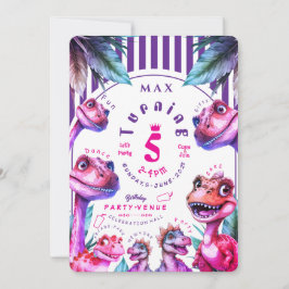 Convite Birthday Invitation Kids Watercolour Dinosaur