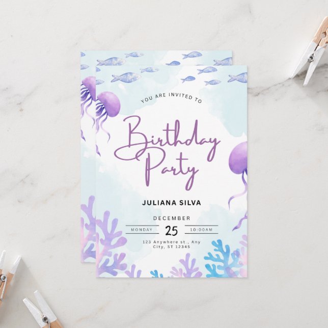 Convite Birthday Invitation Neutral Beige Elegant Style (Frente/Verso In Situ)
