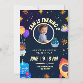 Convite Birthday Invitation Space Rocket for kids 