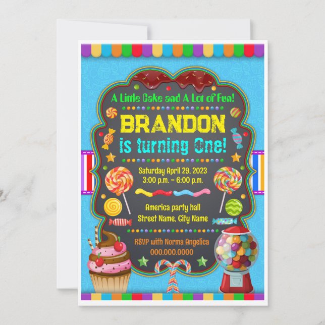 Convite Birthday invitation Sweet candy (Frente)